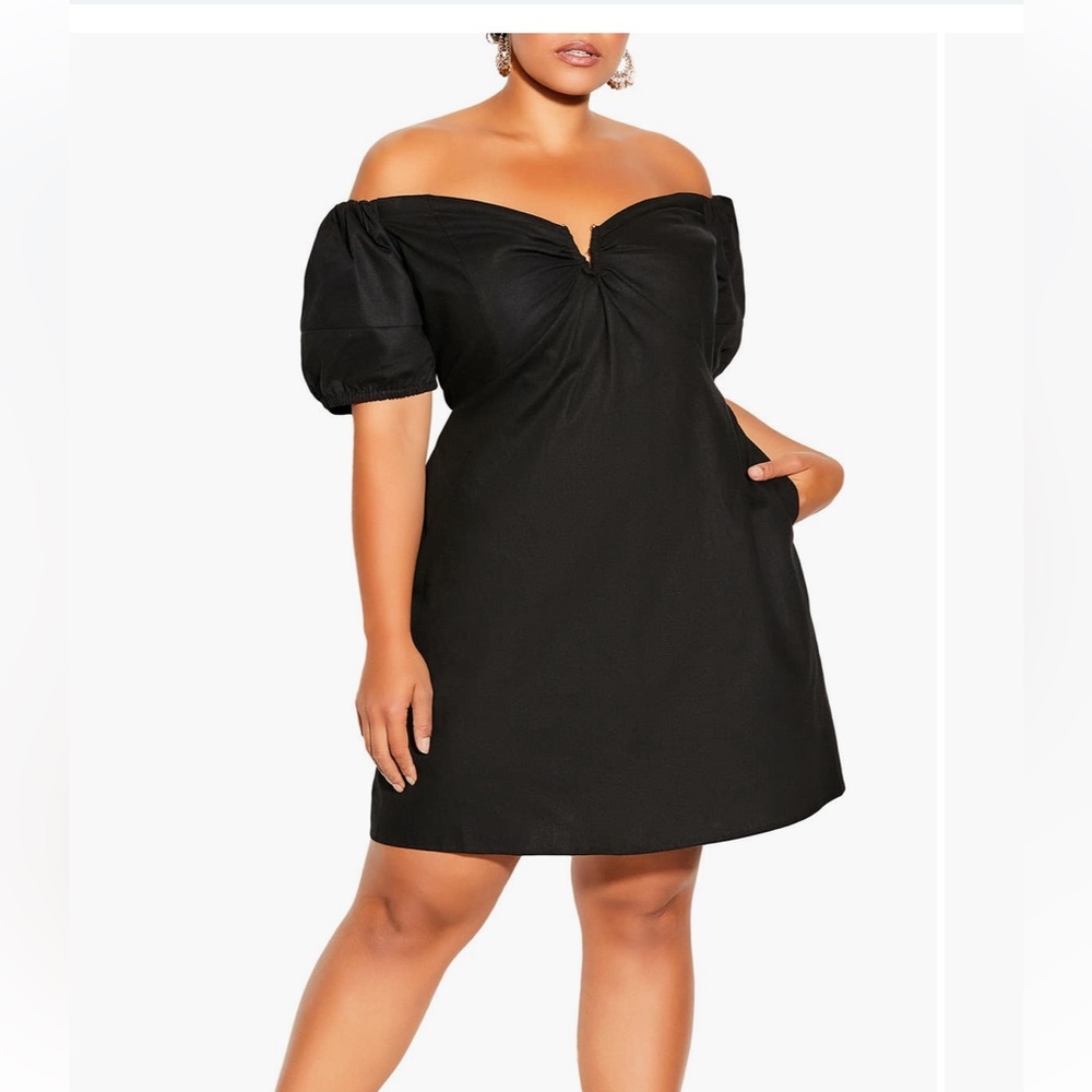City Chic Sweet Paradise Off the Shoulder Linen Blend
Dress
